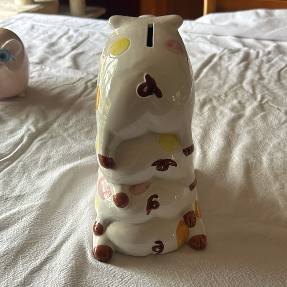 4 Pig High Ceramic Pile Pokadots Coin Bank 8" Tall by Henriksen Imports Taiwan - Picture 4 of 6